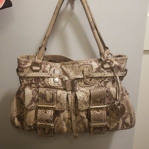 Michael Kors Leather Python Snake Print Brown & Cr